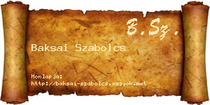 Baksai Szabolcs névjegykártya